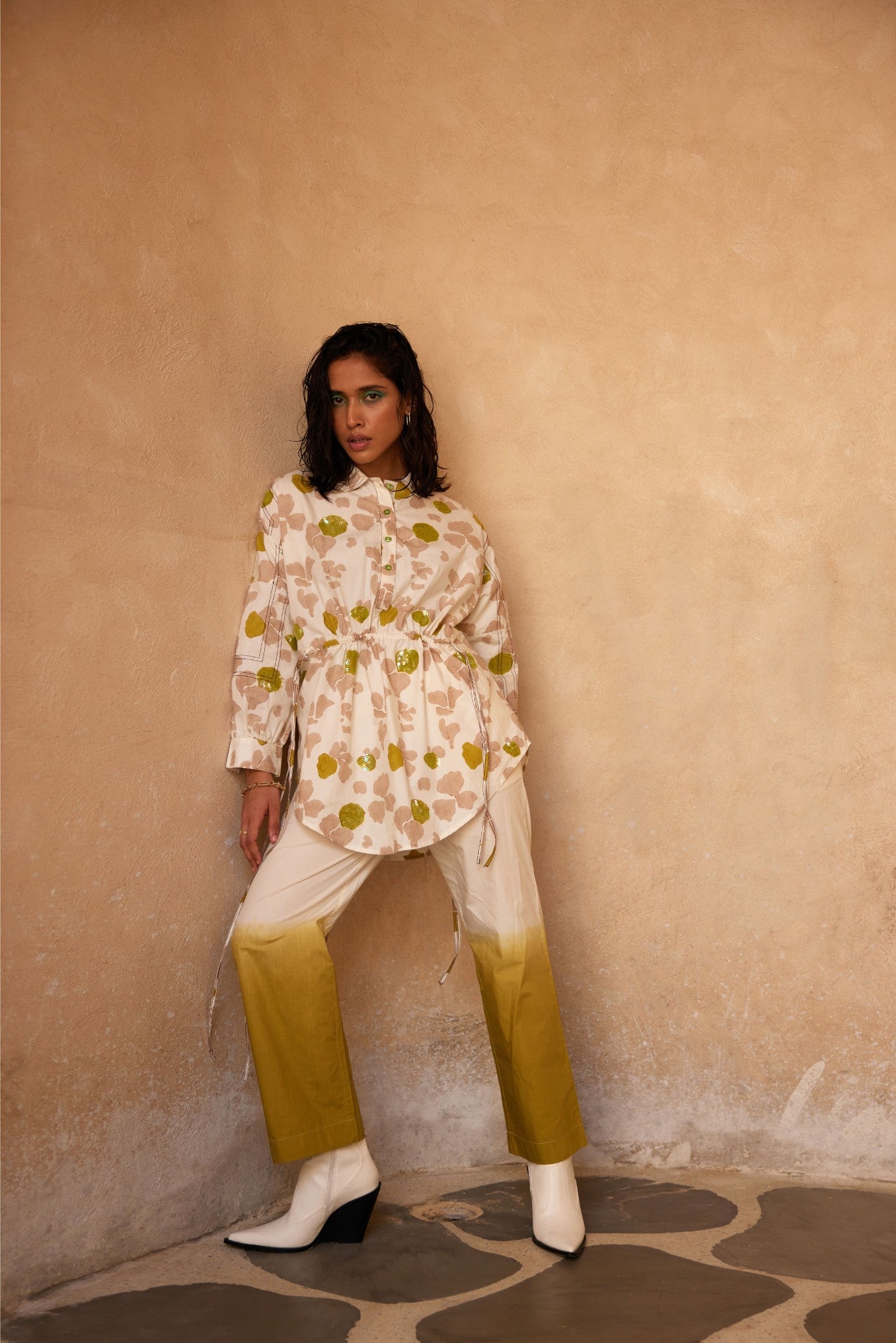 Pause Embroided Shirt Dress Set