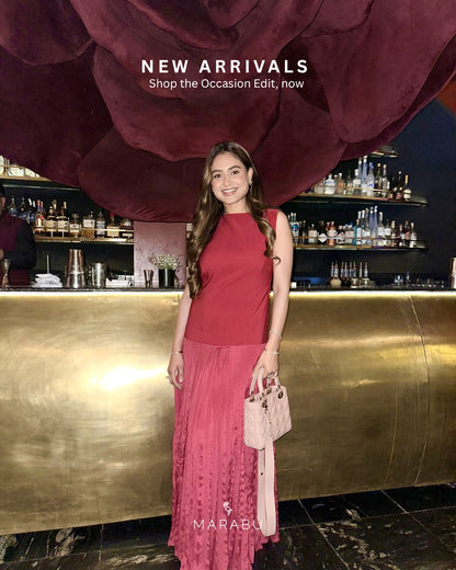 Rosé Pleat dress