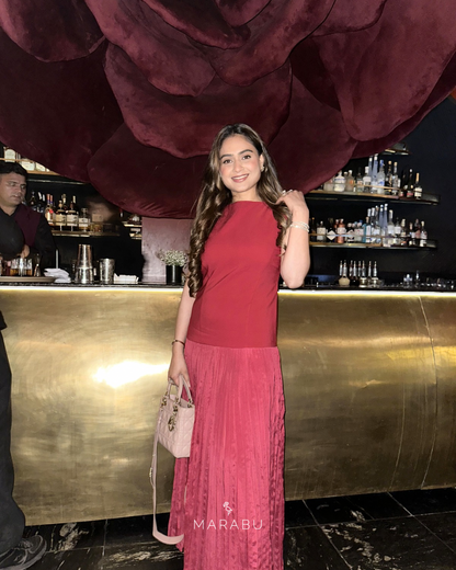 Rosé Pleat dress