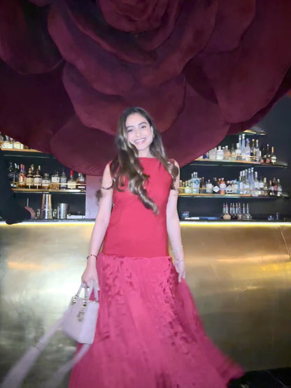 Rosé Pleat dress